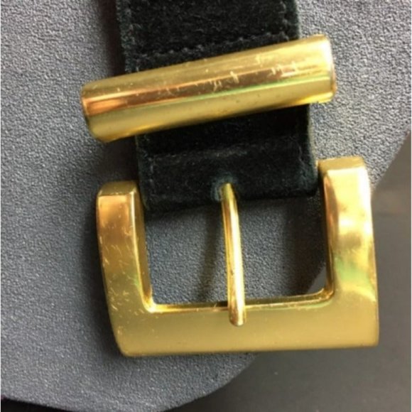 Limited Express Belt M As Is 35 Inch Black Suede Gold Chunky Buckle Vintage Soft main image 6